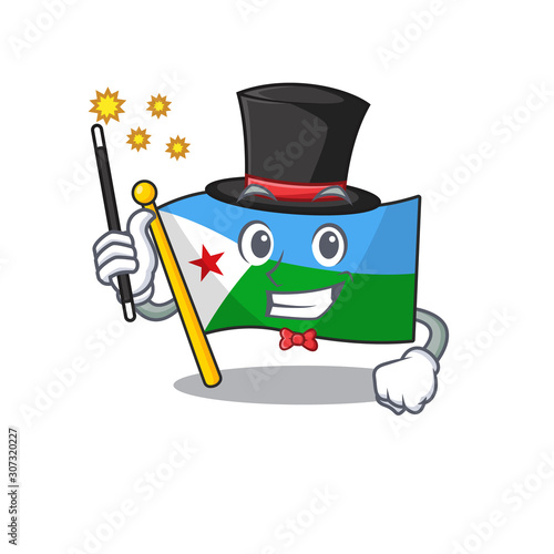 Cartoon character design of flag djibouti Magician style
