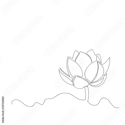 vector image of Lotus flower. contour drawing. continuous line. one line