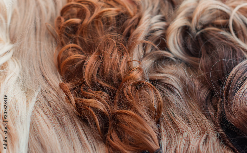 Naklejka premium Wigs, hair. Womens beauty concept