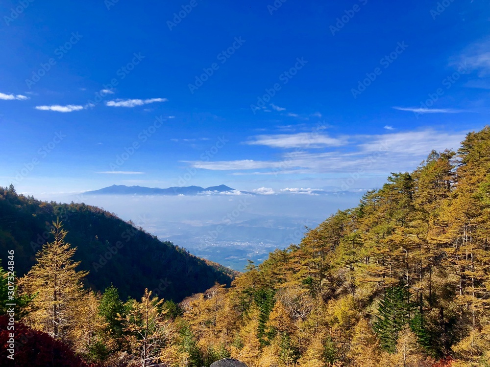 view of mountains in autumn