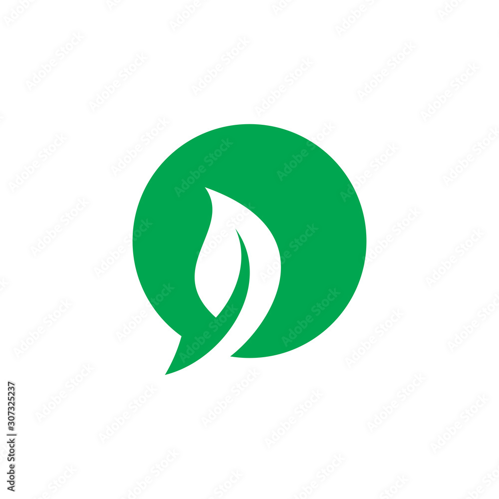 circle chat leaf logo design circle chat leaf logo design