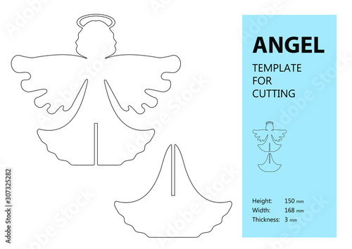 guardian angel, laser cutting template, vector illustration