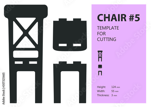 Furniture for doll house, vector template for laser cutting