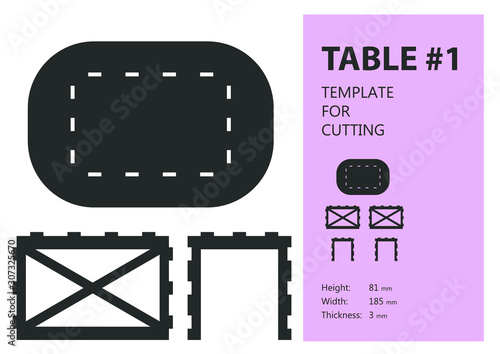 Furniture for doll house, vector template for laser cutting