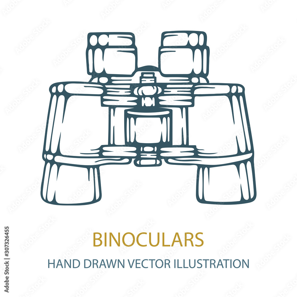 Binocular. Binocular hand drawing vector illustration. Binocular sketch