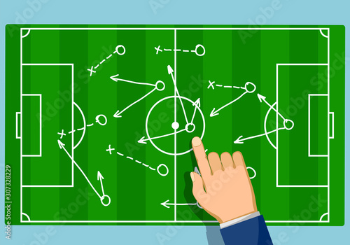 Tela Game strategy on the soccer field. Football scheme