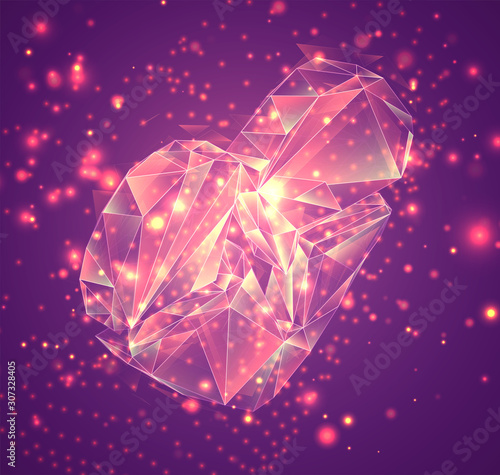 3d vector symbol on a pink background, exploded crystal © coffeemill