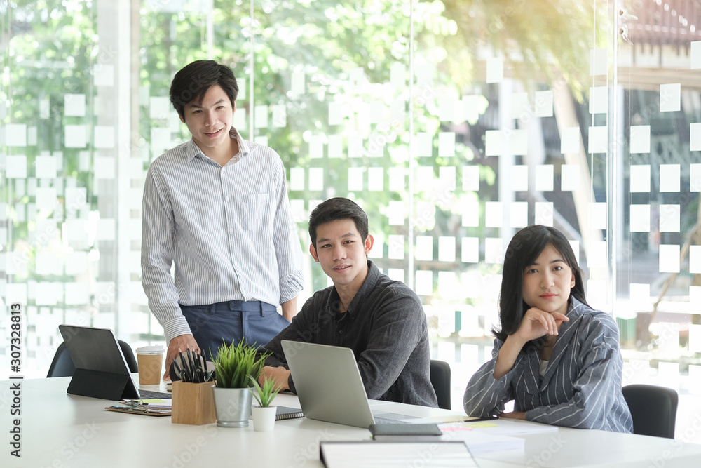 Business working in office with documents and laptop people Consulting and business planning.