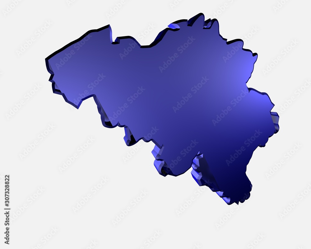political map of Belgium in europe 3d
