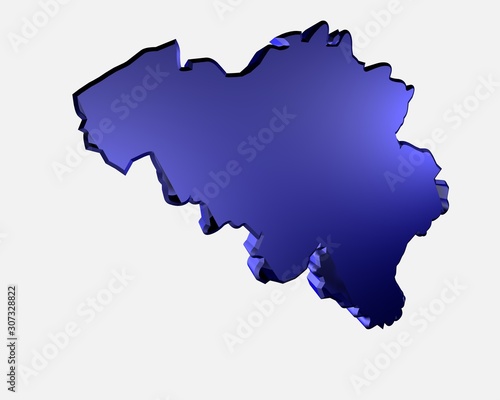 political map of Belgium in europe 3d