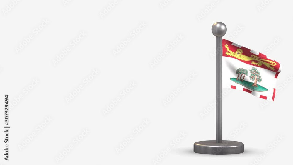 Prince Edward Island 3D waving flag animation on tiny flagpole. Prince Edward Island 3D waving flag animation on tiny flagpole.