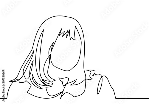 Vector continuous line. Beauty. Abstract portrait of a woman. Vector illustration.