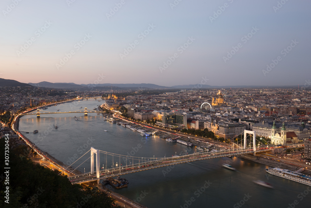 Aerial view of the cityscape in Budapest