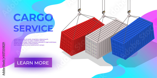 Cargo Service or delivery or Order Tracking App. Web Design Banner. Vector