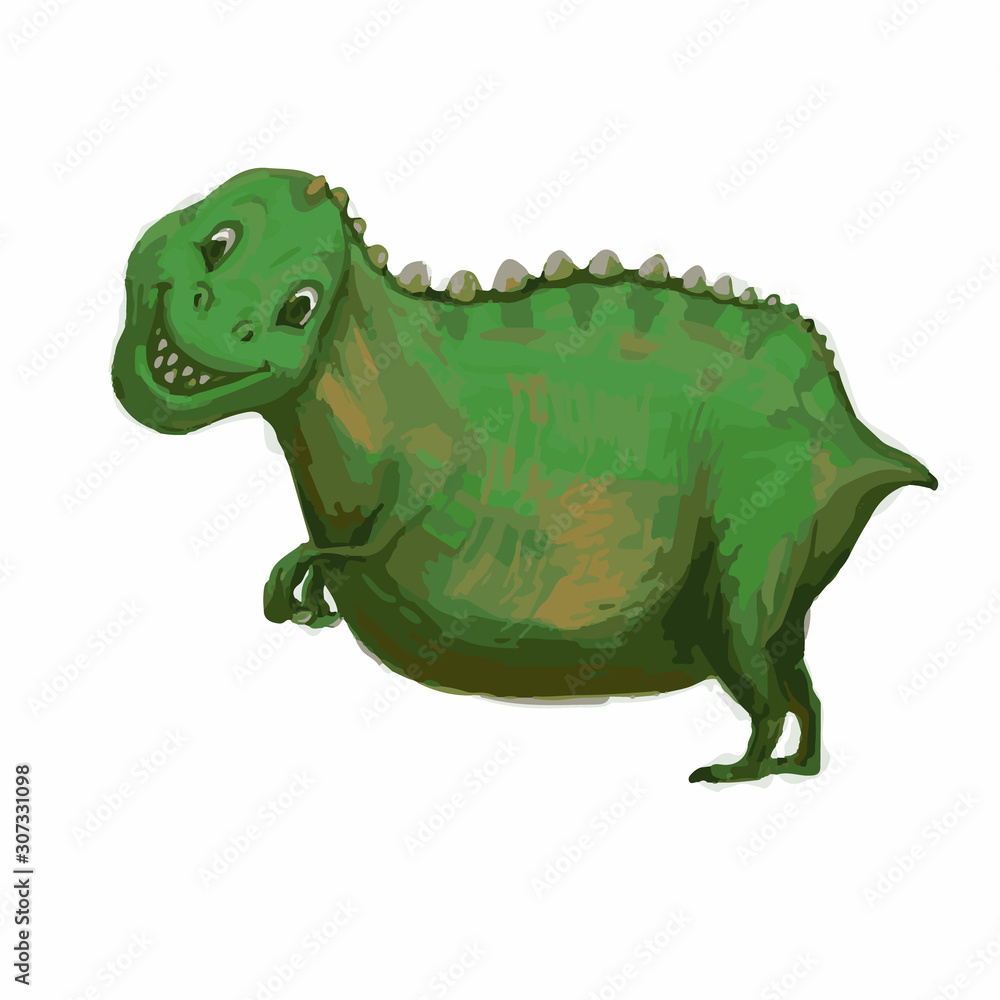 Fototapeta premium Hand Drawn Cartoon Dinosaur Tyrannosaurus Rex. T-Rex Smile. Vector
