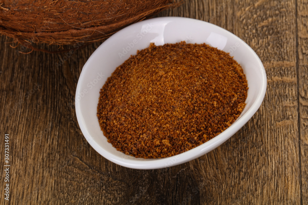 Coconut brown sugar in the bowl Coconut brown sugar in the bowl