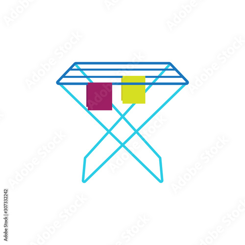 Clothes dryer - icon. Colored towels. Vector illustration.