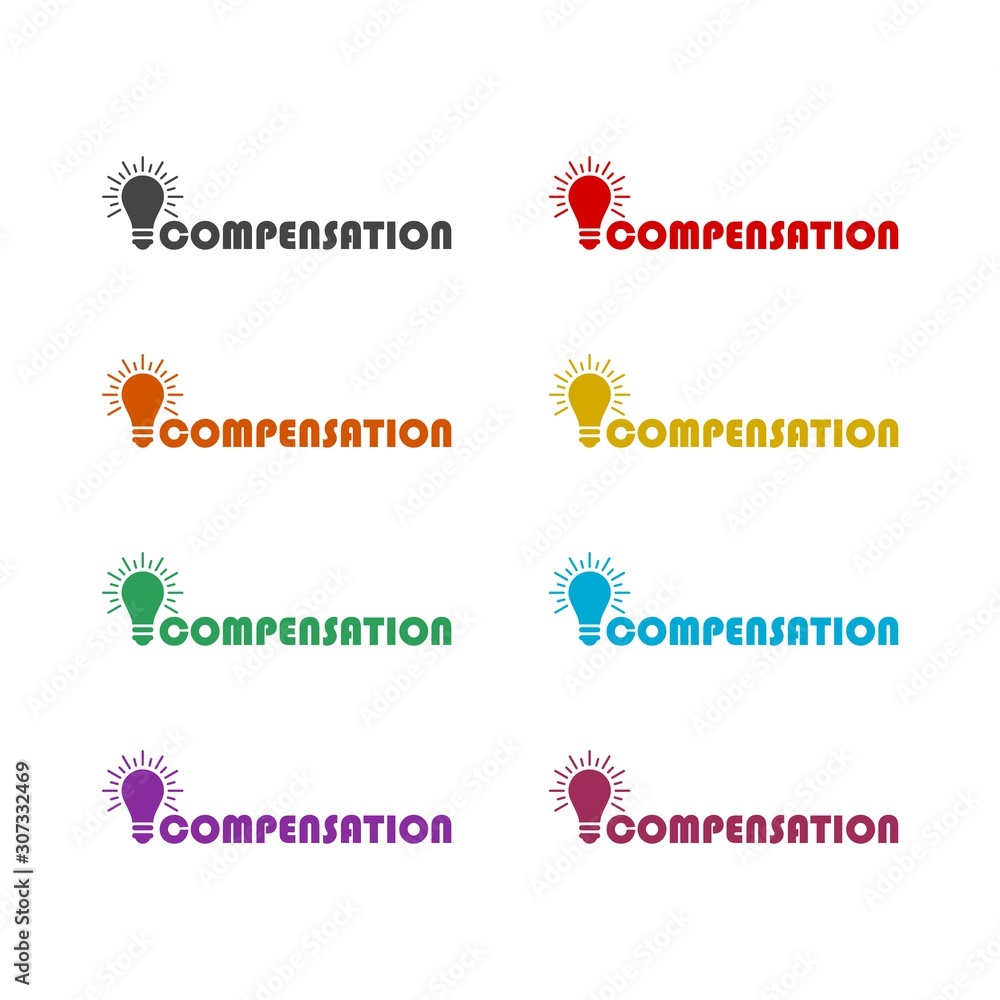 Compensation color icon set isolated on white background Compensation color icon set isolated on white background