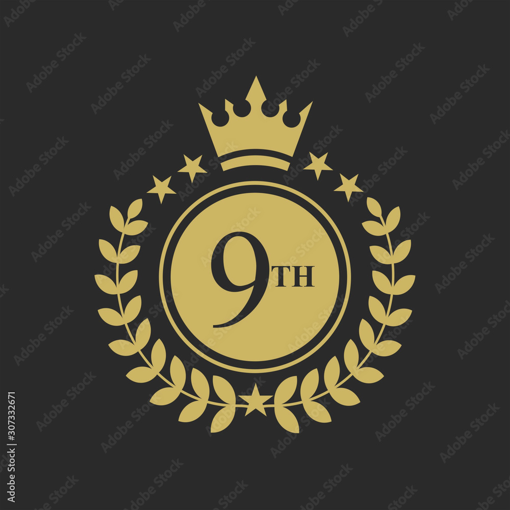 Naklejka premium Gold Medal Vector. Golden Place Badge. Sport Game Golden Challenge Award. Red Ribbon illustration.