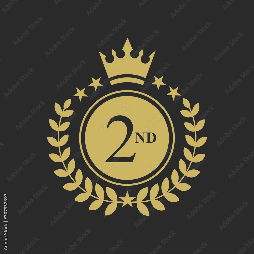 Naklejka premium Gold Medal Vector. Golden Place Badge. Sport Game Golden Challenge Award. Red Ribbon illustration.