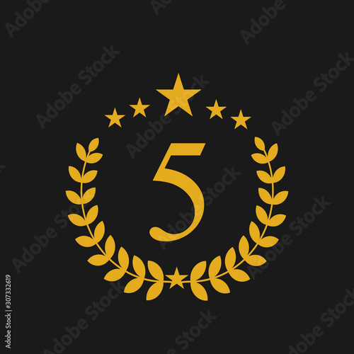 Gold award wreaths on black background. Vector illustration.