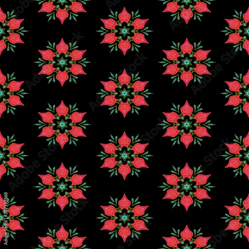 Abstract ornamental floral fractal nobody islamic seamless decorative pattern