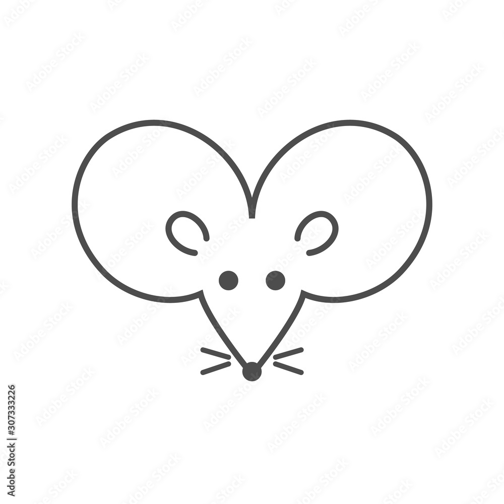 Mouse icon. Rat icon. Big ears. Vector illustration. Mouse icon. Rat icon. Big ears. Vector illustration.
