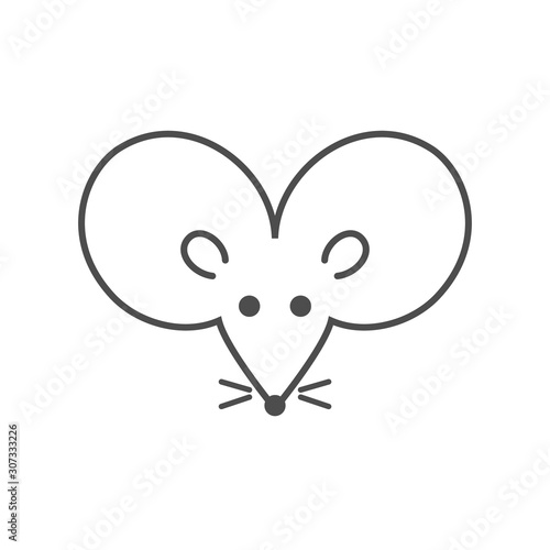 Mouse icon. Rat icon. Big ears. Vector illustration.