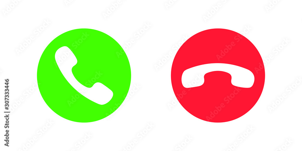 Phone handsets graphic signs. Call and finish the call icons in the circle isolated on white background. Symbols for website, app or infographics. Vector illustration Phone handsets graphic signs. Call and finish the call icons in the circle isolated on white background. Symbols for website, app or infographics. Vector illustration