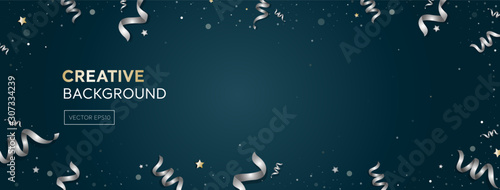 Dark blue Christmas and New year festive banner background