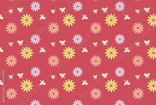 ピンクの背景の小花柄パターン