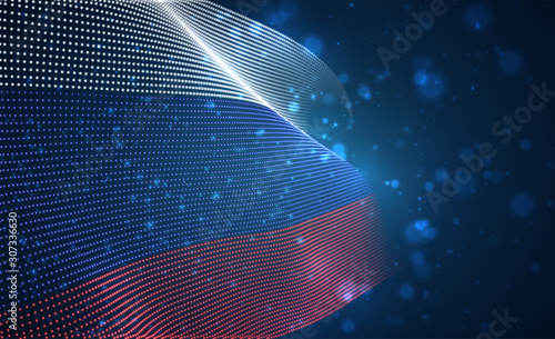 Vector bright glowing country flag of abstract dots. Russia