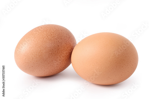 two eggs are isolated on a white background