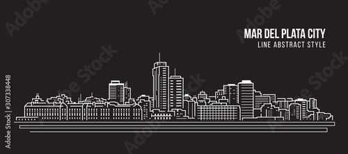 Cityscape Building panorama Line art Vector Illustration design - Mar del plata city