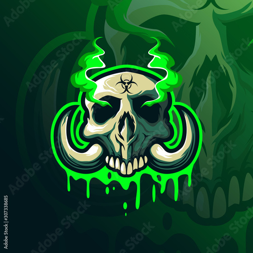 toxic mascot logo design vector with modern illustration concept style for badge, emblem and tshirt printing. skull toxic head illustration.