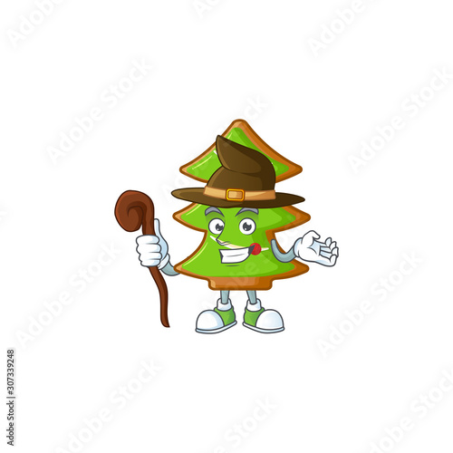 Happy Halloween Witch trees cookies cartoon character style