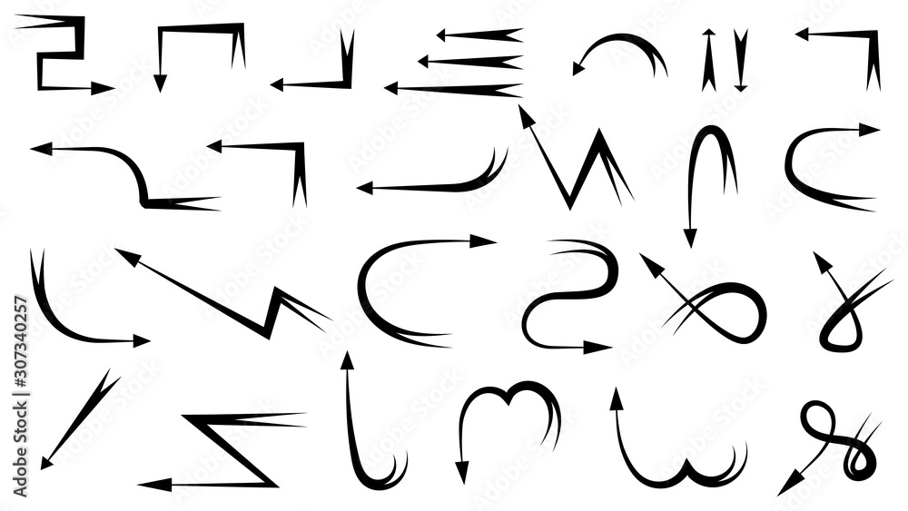 Hand drawn arrow vector icons set. sketch arrow design for business plan and education. Hand drawn arrow vector icons set. sketch arrow design for business plan and education.