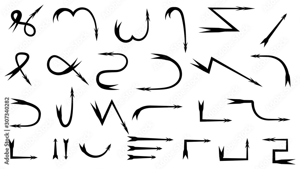 Hand drawn arrow vector icons set. sketch arrow design for business plan and education. Hand drawn arrow vector icons set. sketch arrow design for business plan and education.