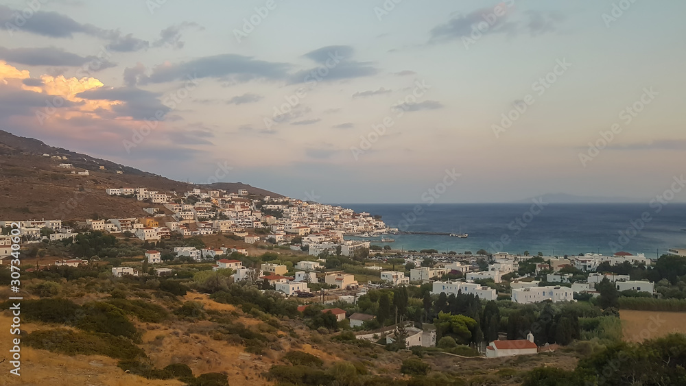 Batsi village in Andros island in Greece.