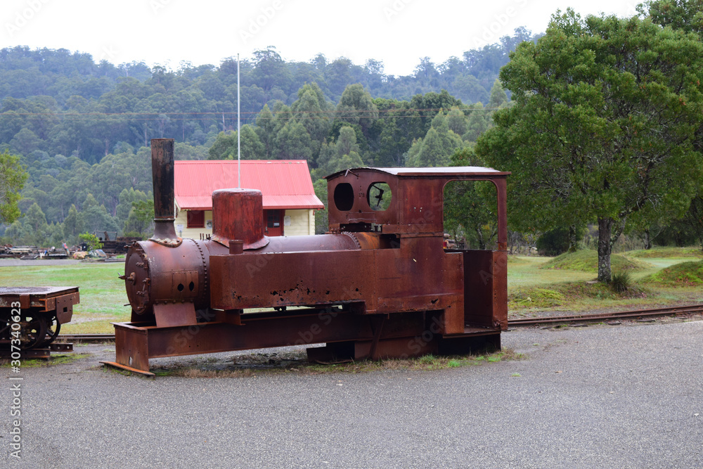 rusty remain of locomotive in Tasmania 