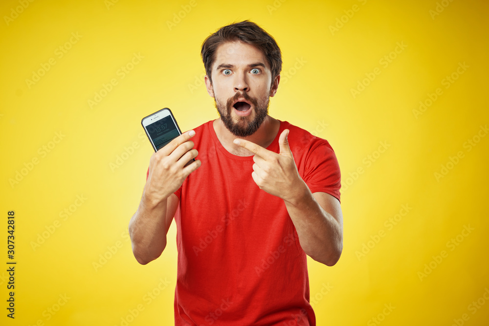 young man with mobile phone young man with mobile phone