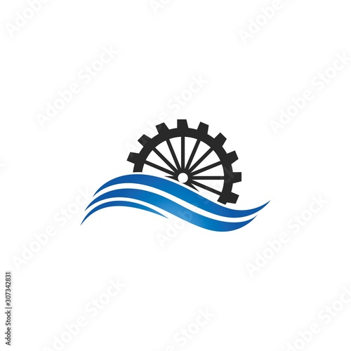 Water mill logo vector icon concept illustration design 