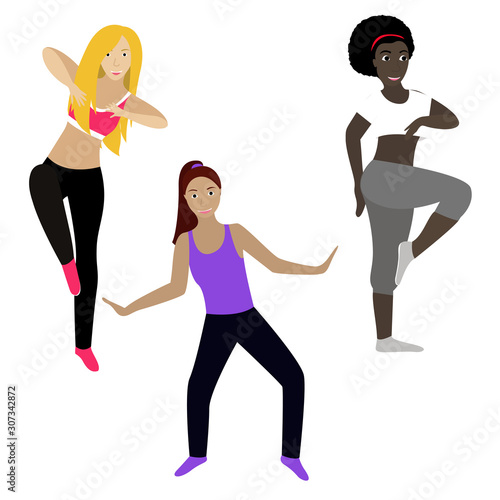 fitness girls clip art vector