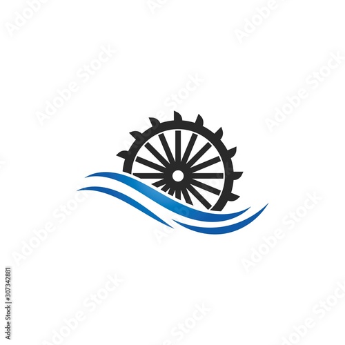 Water mill logo vector icon concept illustration design 