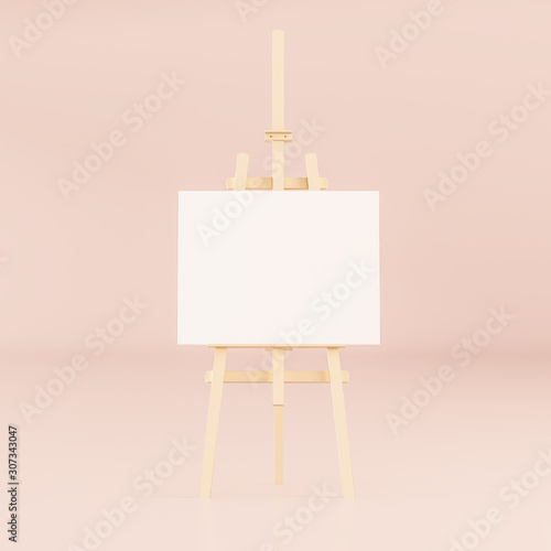 Easel with a blank canvas - 3D illustration