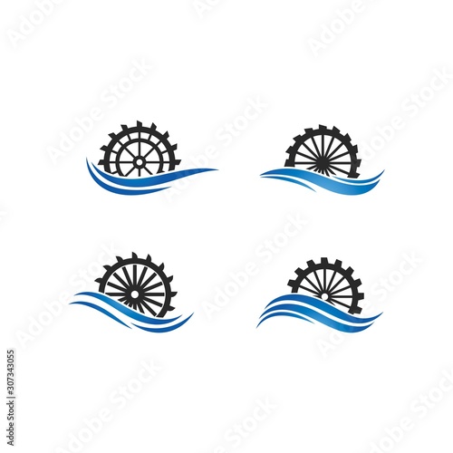 Water mill logo vector icon concept illustration design  photo