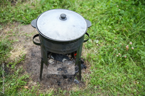 cauldron on a small portable stove