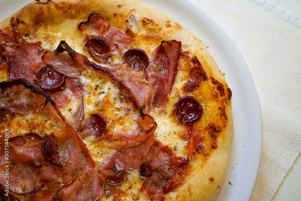 Pizza on a restaurant table Pizza on a restaurant table