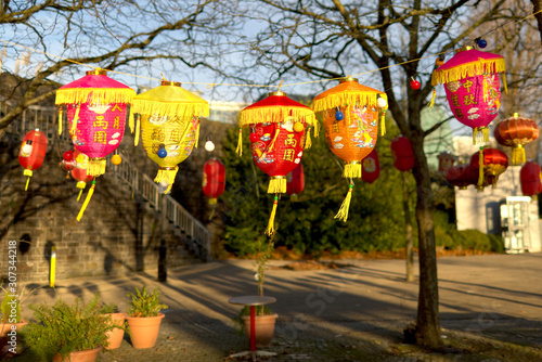 Chinese Lanterns hanging up outside © Sy Finch