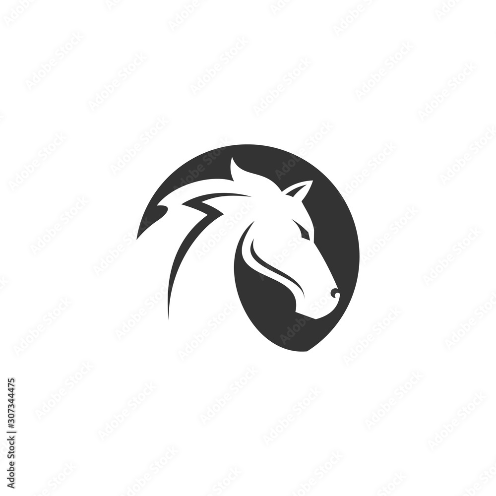 Fototapeta premium Black Horse head logo design,vector illustration isolated on white background